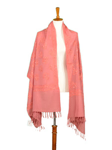 Pink Embroidered Shawl with Beadwork