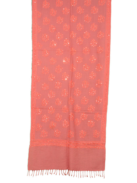 Pink Embroidered Shawl with Beadwork
